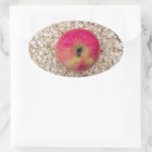 Appel op havermeel ovale sticker (Tas)