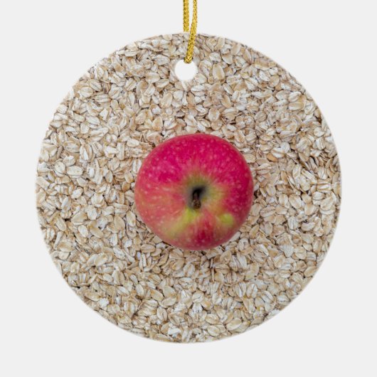 Appel op havermout keramisch ornament (Voorkant)