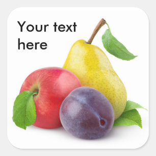 Appel, peer en pruim vierkante sticker