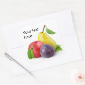 Appel, peer en pruim vierkante sticker (Envelop)