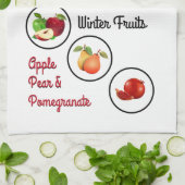 Appel, Peer & Granaatappel ontwerp Theedoek (Gevouwen)