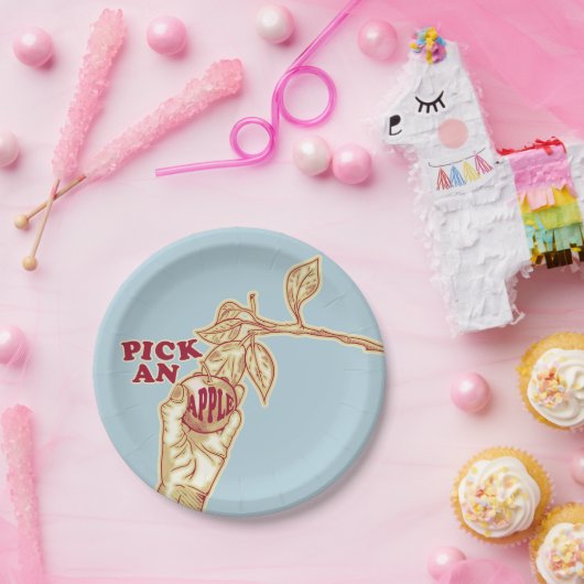 Appel plukken boomgaard oogst papieren bordje (Feest)