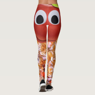 Appel, rood fruit met googly ogen - Comic Face Leggings