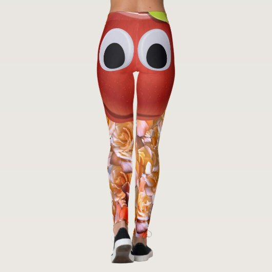 Appel, rood fruit met googly ogen - Comic Face Leggings (Achterkant)