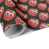 Appel, rood fruit met googly ogen - Gepersonalisee Cadeaupapier (Rol Hoek)