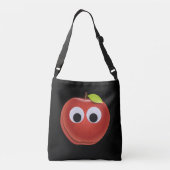 Appel, rood fruit met googly ogen - Gepersonalisee Crossbody Tas (Achterkant)
