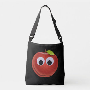Appel, rood fruit met googly ogen - Gepersonalisee Crossbody Tas