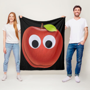Appel, rood fruit met googly ogen - Gepersonalisee Fleece Deken