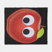 Appel, rood fruit met googly ogen - Gepersonalisee Fleece Deken (Voorkant (Horizontaal))