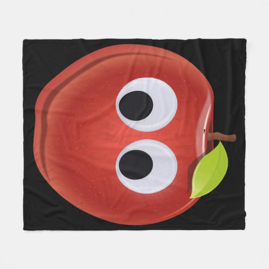 Appel, rood fruit met googly ogen - Gepersonalisee Fleece Deken (Voorkant (Horizontaal))