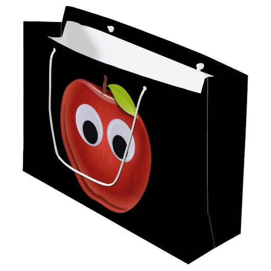 Appel, rood fruit met googly ogen - Gepersonalisee Groot Cadeauzakje (Voorkant Gekanteld)
