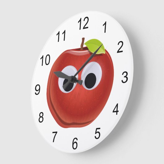 Appel, rood fruit met googly ogen - Gepersonalisee Grote Klok (Hoek)