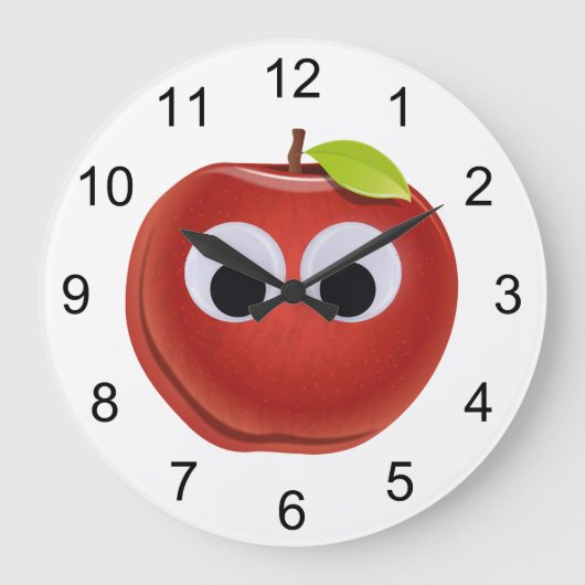 Appel, rood fruit met googly ogen - Gepersonalisee Grote Klok (Voorkant)