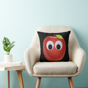 Appel, rood fruit met googly ogen - Gepersonalisee Kussen