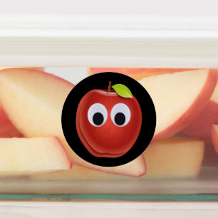 Appel, rood fruit met googly ogen - Gepersonalisee Labels
