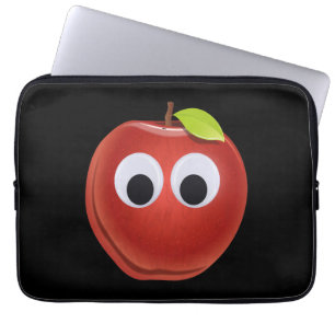 Appel, rood fruit met googly ogen - Gepersonalisee Laptop Sleeve