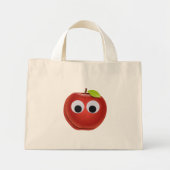 Appel, rood fruit met googly ogen - Gepersonalisee Mini Tote Bag (Voorkant)