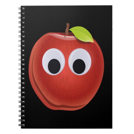 Appel, rood fruit met googly ogen - Gepersonalisee Notitieboek (Voorkant)