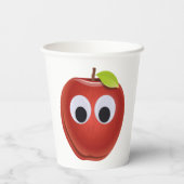 Appel, rood fruit met googly ogen - Gepersonalisee Papieren Bekers (Achterkant)