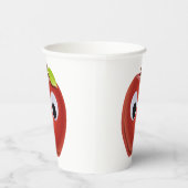 Appel, rood fruit met googly ogen - Gepersonalisee Papieren Bekers (Rechts)