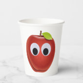 Appel, rood fruit met googly ogen - Gepersonalisee Papieren Bekers (Voorkant)