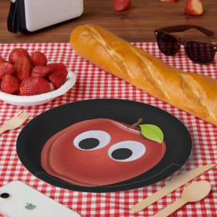 Appel, rood fruit met googly ogen - Gepersonalisee Papieren Bordje