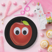 Appel, rood fruit met googly ogen - Gepersonalisee Papieren Bordje (Feest)