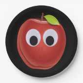 Appel, rood fruit met googly ogen - Gepersonalisee Papieren Bordje (Voorkant)