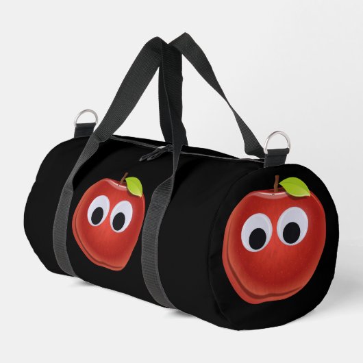 Appel, rood fruit met googly ogen - Gepersonalisee Plunjezak (Linkerhoek)
