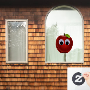 Appel, rood fruit met googly ogen - Gepersonalisee Raamsticker