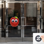 Appel, rood fruit met googly ogen - Gepersonalisee Raamsticker (Kantoordeur)