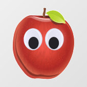 Appel, rood fruit met googly ogen - Gepersonalisee Raamsticker (Vel)