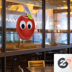 Appel, rood fruit met googly ogen - Gepersonalisee Raamsticker