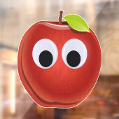 Appel, rood fruit met googly ogen - Gepersonalisee Raamsticker (Vel 2)