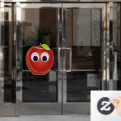 Appel, rood fruit met googly ogen - Gepersonalisee Raamsticker (Kantoordeur)