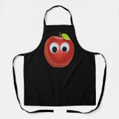Appel, rood fruit met googly ogen - Gepersonalisee Schort (Voorkant)