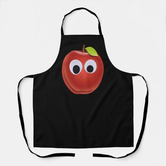 Appel, rood fruit met googly ogen - Gepersonalisee Schort (Voorkant)