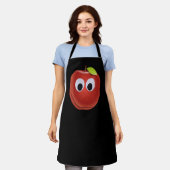 Appel, rood fruit met googly ogen - Gepersonalisee Schort (Gedragen)