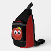 Appel, rood fruit met googly ogen - Gepersonalisee Sling Bag (Rechterhoek)