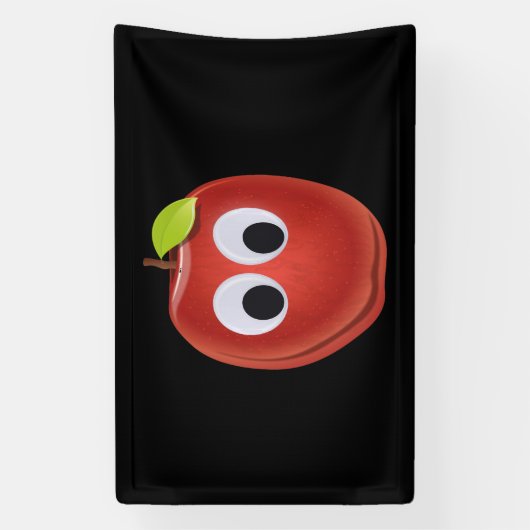 Appel, rood fruit met googly ogen - Gepersonalisee Spandoek (Verticaal)
