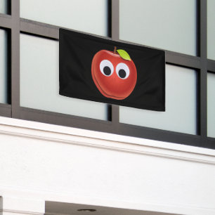 Appel, rood fruit met googly ogen - Gepersonalisee Spandoek