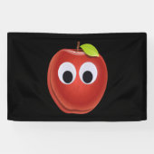 Appel, rood fruit met googly ogen - Gepersonalisee Spandoek (Horizontaal)