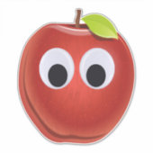 Appel, rood fruit met googly ogen - Gepersonalisee Sticker (Voorkant)