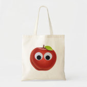 Appel, rood fruit met googly ogen - Gepersonalisee Tote Bag (Voorkant)