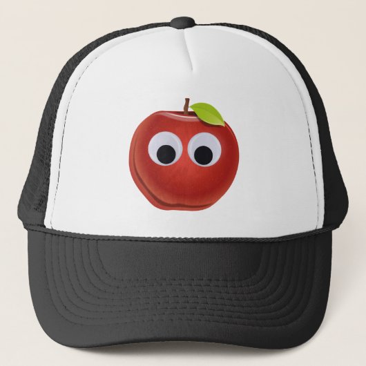 Appel, rood fruit met googly ogen - Gepersonalisee Trucker Pet (Voorkant)