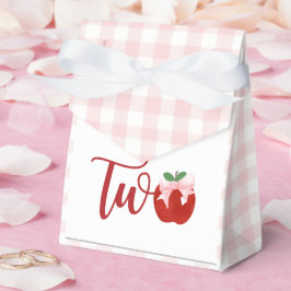 Appel roze strik plaid tweede verjaardag bedankdoosjes