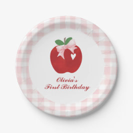 Appel Roze Strik preppy Coquette 1e verjaardag Papieren Bordje