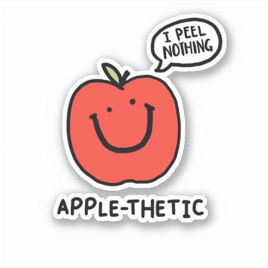 Appel-thetic schattig fruit appel woordspeling die sticker (Voorkant)