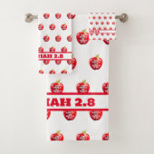 Appel van God's Eye Rood & Wit Bad Handdoek (Insitu)