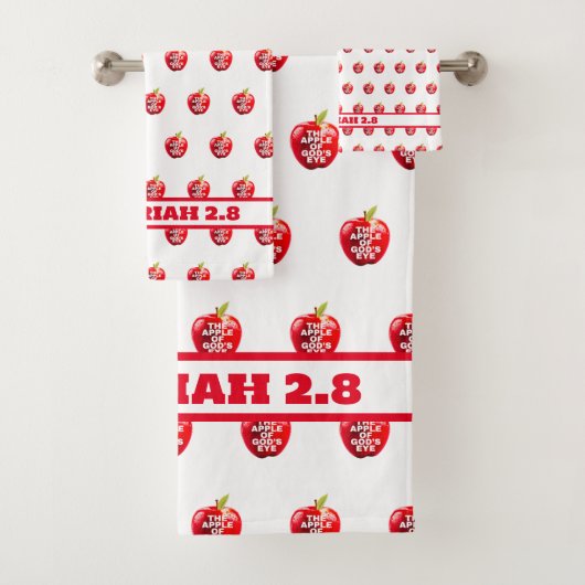 Appel van God's Eye Rood & Wit Bad Handdoek (Insitu)